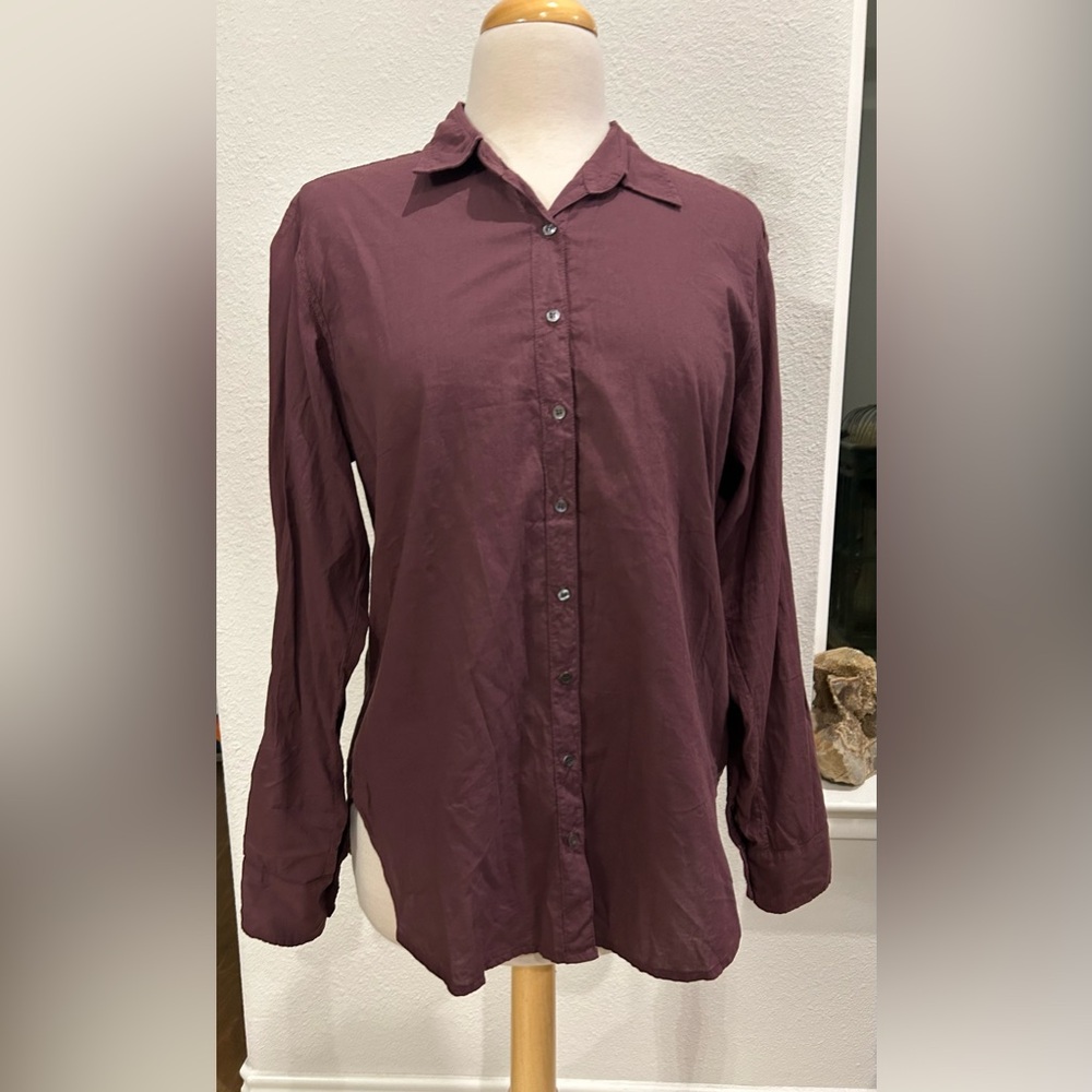 Xirena cotton button up Burgundy Shirt small